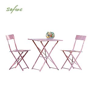 3-Piece Courtyard Light Pink Folded Bistro Set