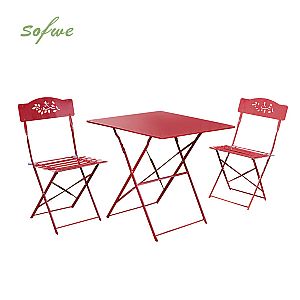 Metal 3 Piece Folding Outdoor Furniture Bistro Set