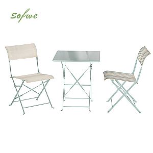 3 Pcs Patio Metal Folding Bistro Set