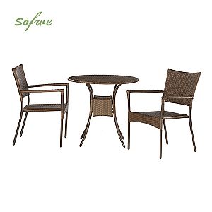 3 Pcs Wicker Rattan Bistro Set