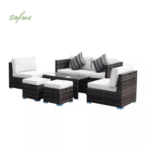 6 Pieces Patio Rattan Conversation Furniture Sets Wholesale